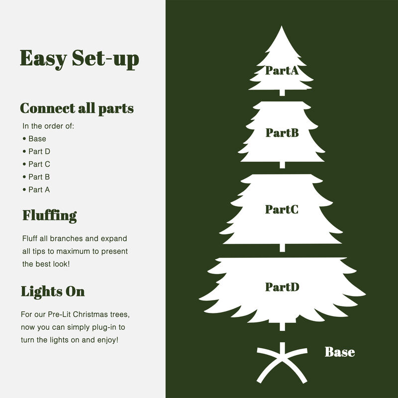 LuxenHome 7.5Ft Pre-Lit Flocked Slender Artificial Pine Christmas Tree
