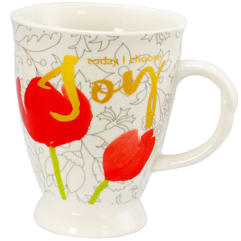 Gibson Home Bold Floral 17.4 oz Cup Set, Set of 4 Assorted Designs