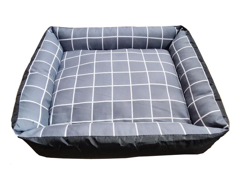 Grey Checker Dog Bed S