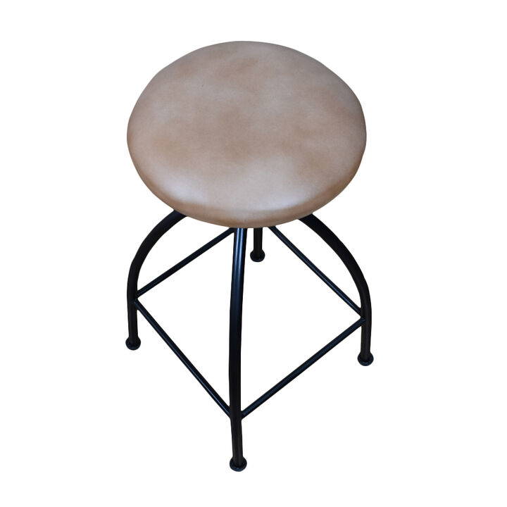 Handmade Bar Stool Iron & Leather Contemporary Dark Tan BBH Homes