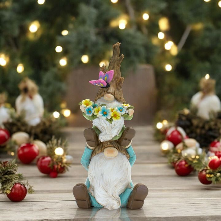 Tree Trunk Gnome Stack for Garden Décor, Outdoor Decorations, and Whimsical Home Styling (Set of 2)