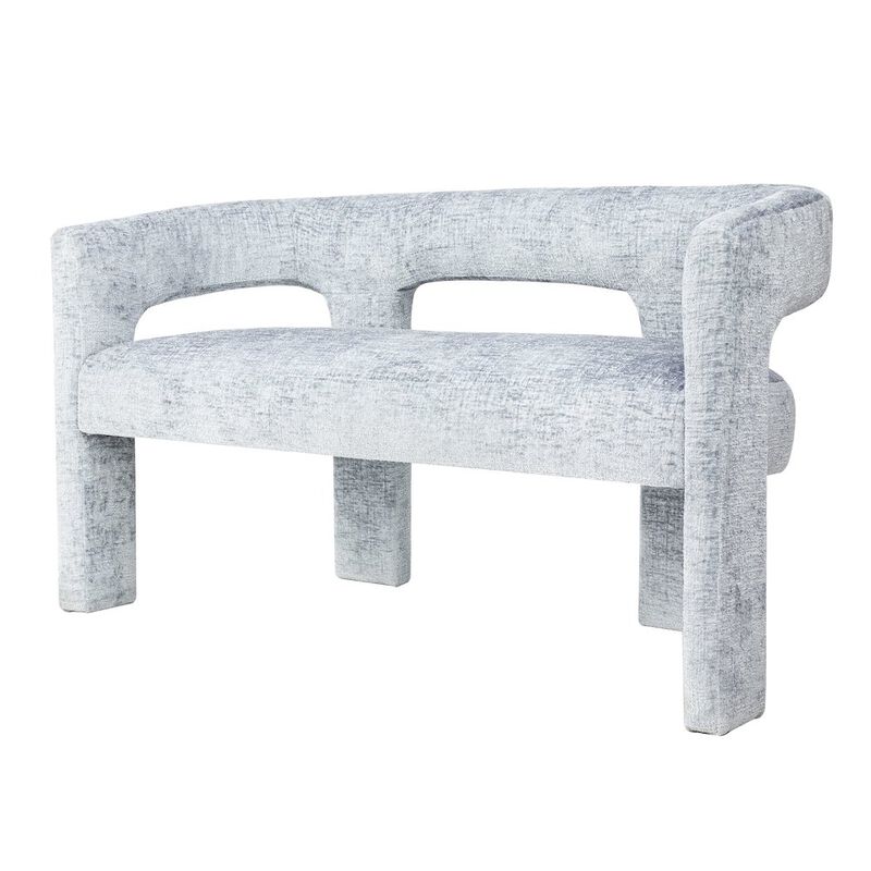 Jofran Gwen Modern Luxury Jacquard Fabric Upholstered Sculpture Bench