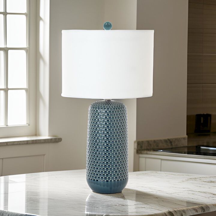 Lux Lighting Marlin 30 Blue Ceramic Table Lamp, (Set of 2)