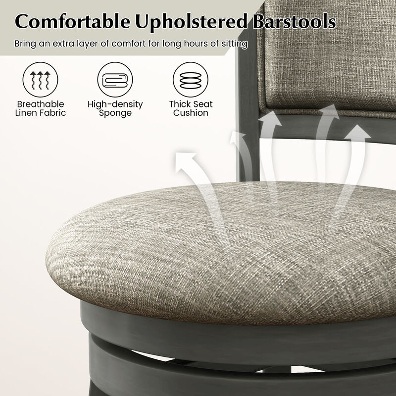 Set of 2 Swivel Bar Stools with Comfortable Seating for Kitchen Island & Home Bar