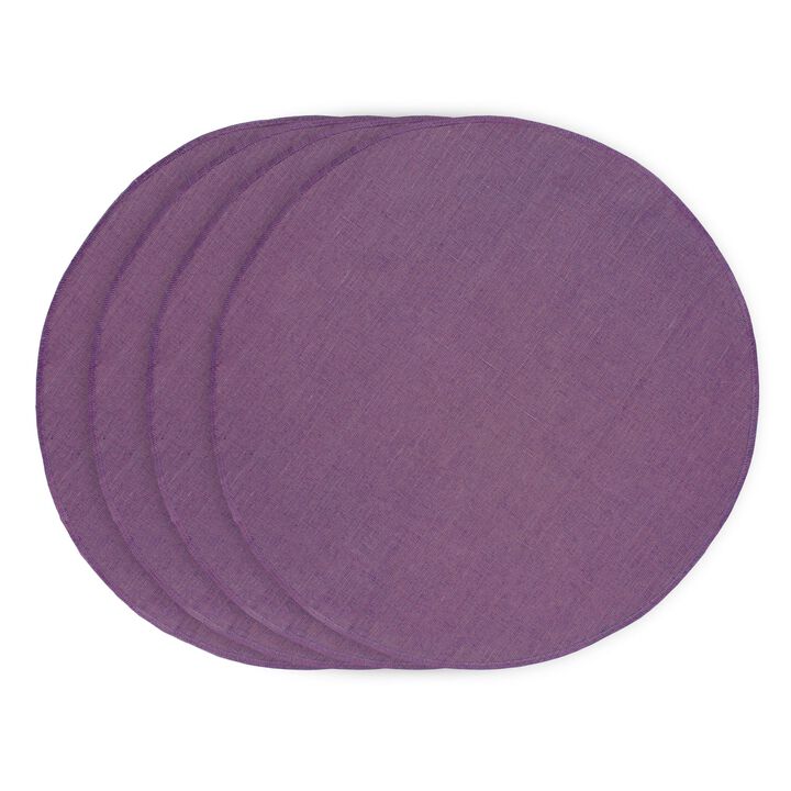 Solino Home 100% Pure Linen Vesta Round Placemats Set of 4, 15 Inch Diameter for Spring & Easter
