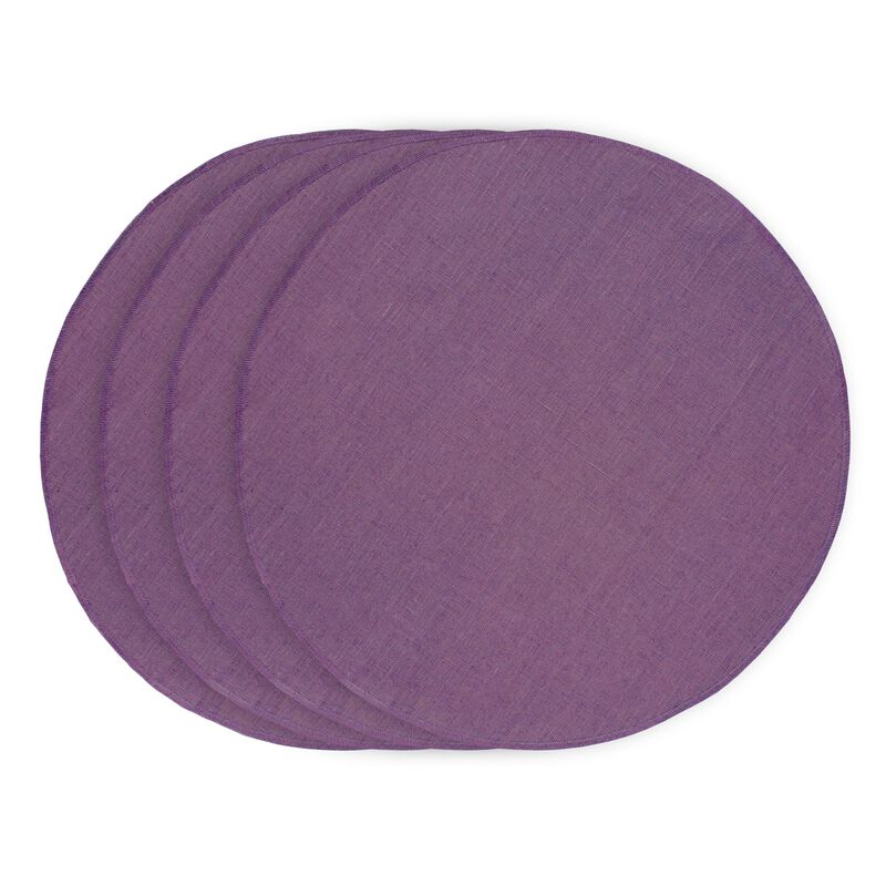 Solino Home 100% Pure Linen Vesta Round Placemats Set of 4, 15 Inch Diameter for Spring & Easter