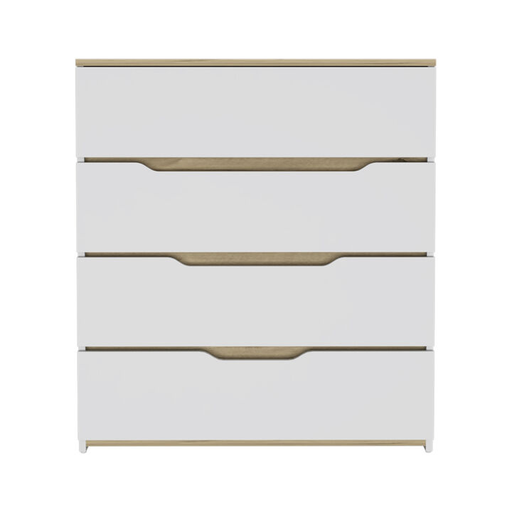 Lynbrook 4-Drawer Dresser White And Light Oak