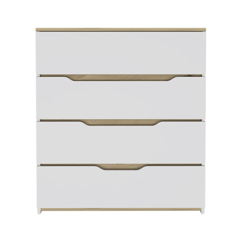 Zoe Dresser, Superior Top, Four Drawers - White Light Oak