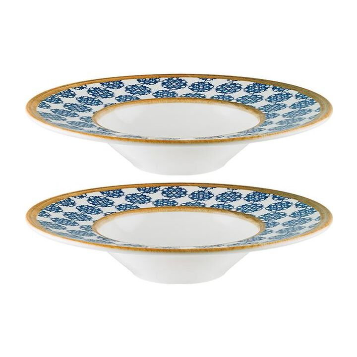 Calif dia.11" h:2.5" 14 oz. Round Decorated Porcelain Bowl (Set of 2)