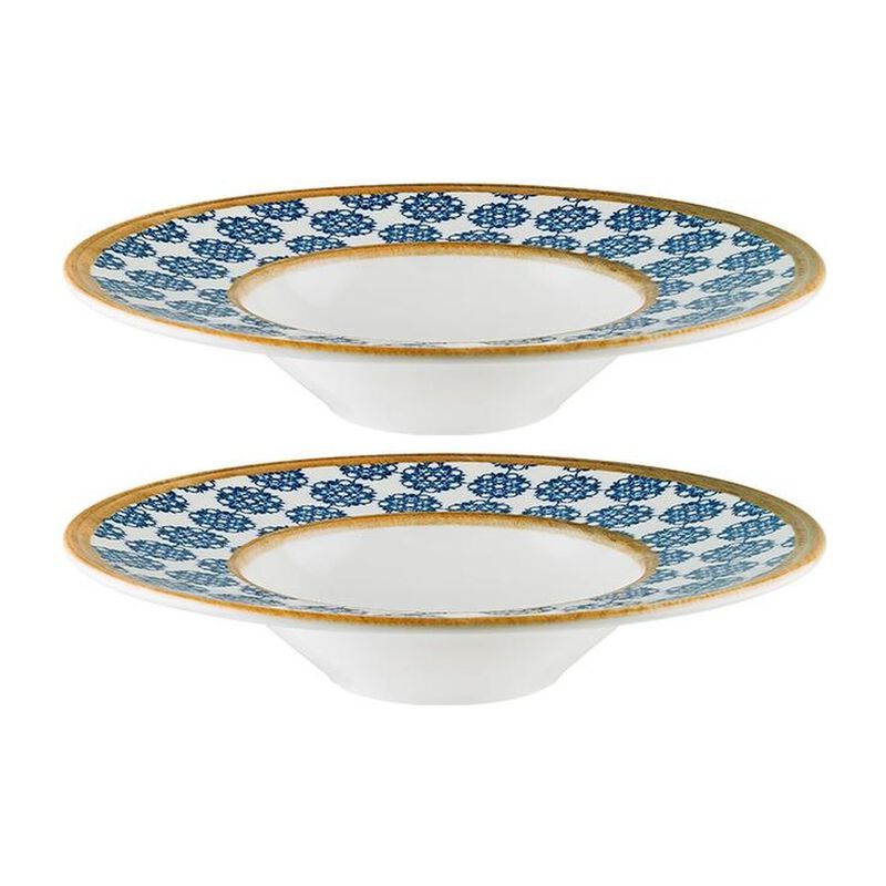 Calif dia.11" h:2.5" 14 oz. Round Decorated Porcelain Bowl (Set of 2)