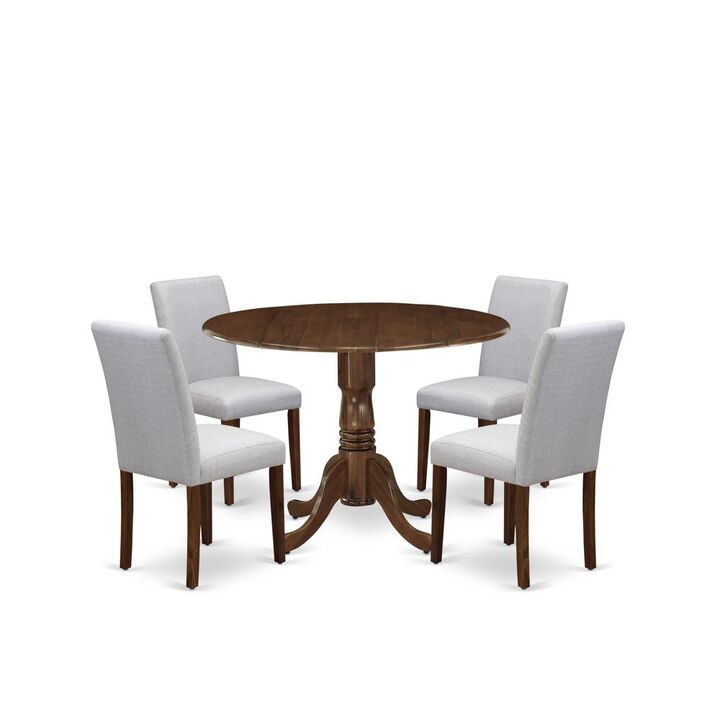 East West Furniture 5 Pc Dining Set Contains a Round Dining Table and 4 Upholstered Chairs