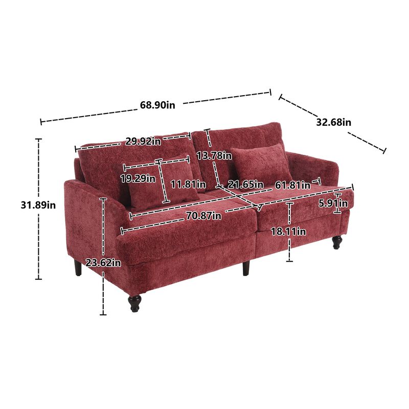Mondawe Mid Century Chenille Fabric Loveseat Sofa, 2-Seat Upholstered Modern Couch