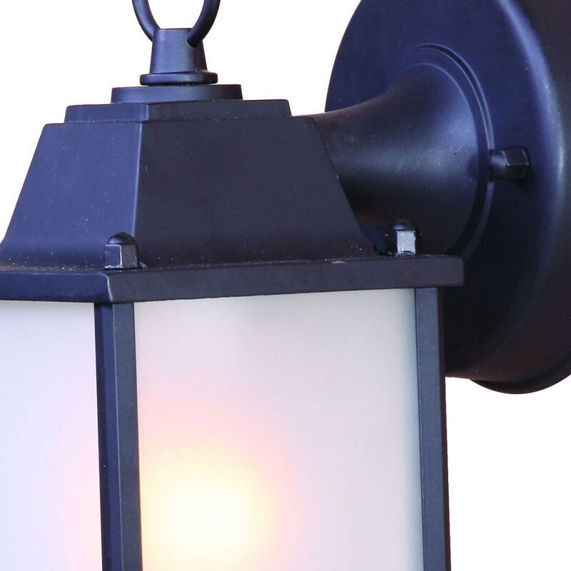 Hivvago Matte Black Hanging Frosted Glass Lantern Wall Light