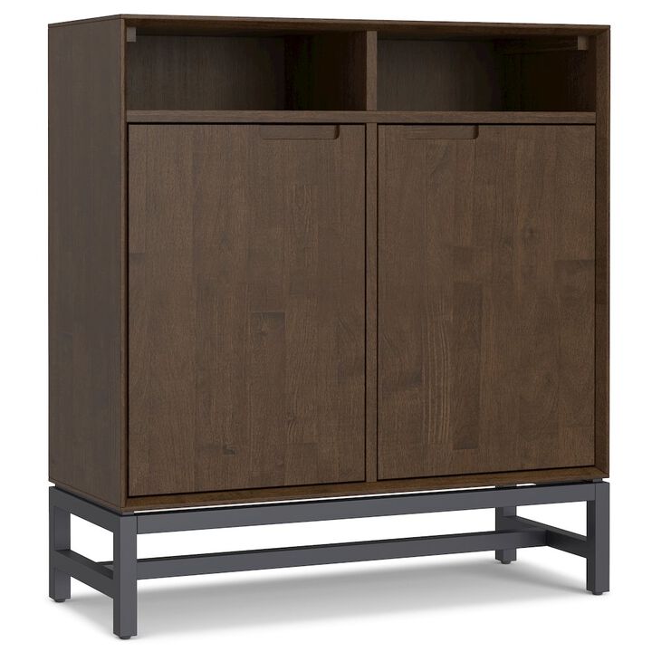Simpli Home Banting Solid Hardwood Entryway Storage Cabinet In Walnut Brown