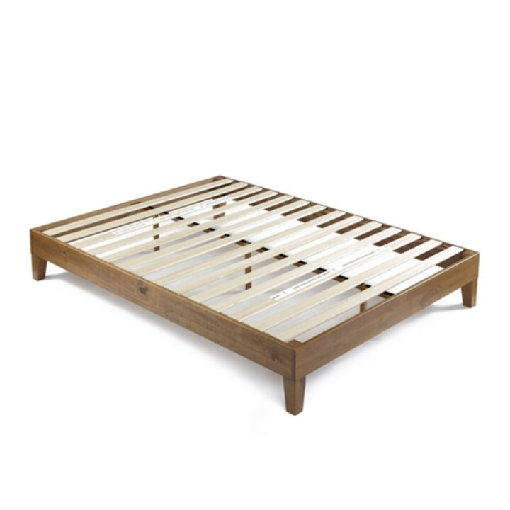 Solid Wood Platform Bed Frame in Pine Finish with Low Profile Design