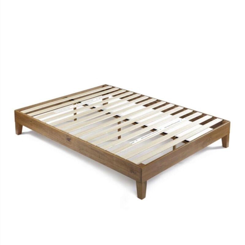 Solid Wood Platform Bed Frame in Pine Finish with Low Profile Design