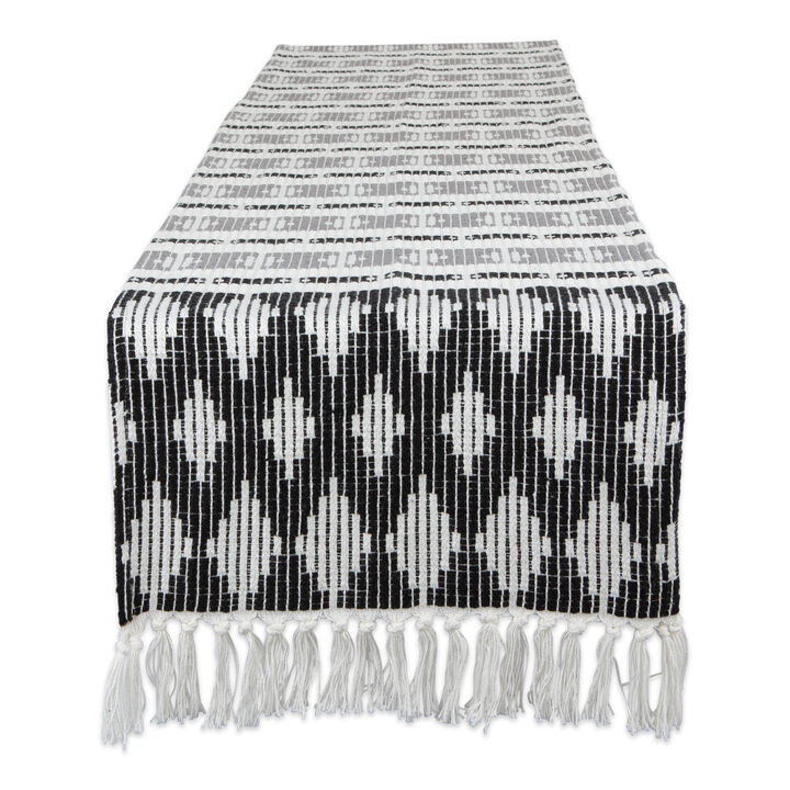 15" x 72" Black and Gray Colby Southwest Rectangular Table Runner