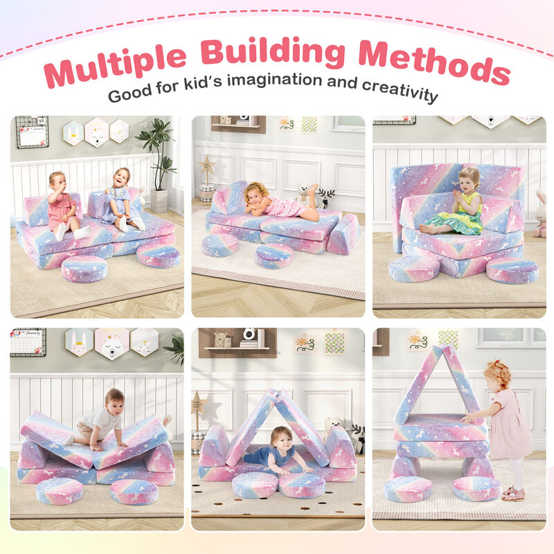 Modular Kids Play Couch Set Glow in the Dark with Portable Handles