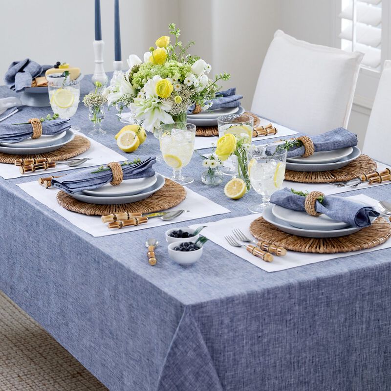 Solino Home 100% Pure Linen Dinner Napkins 20 x 20 Inch Set of 6 | Classic Hemstitch