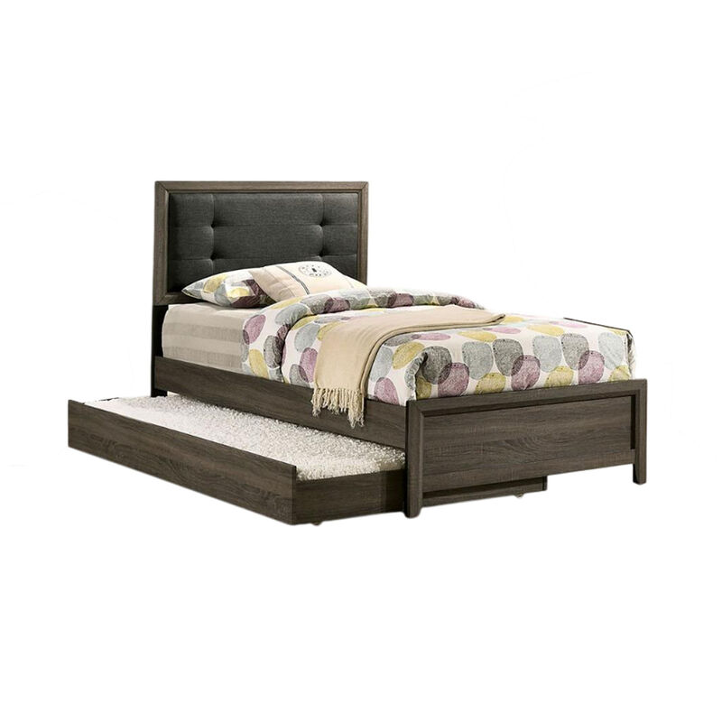 Meli 4pc Full Size Bedroom Set, Upholstered, Dresser, Gray Solid Wood - Benzara