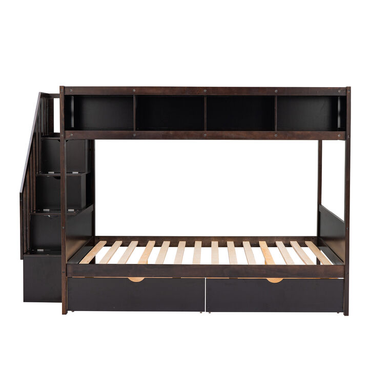 Merax Bunk Bed with Shelves  and Storage Staircase
