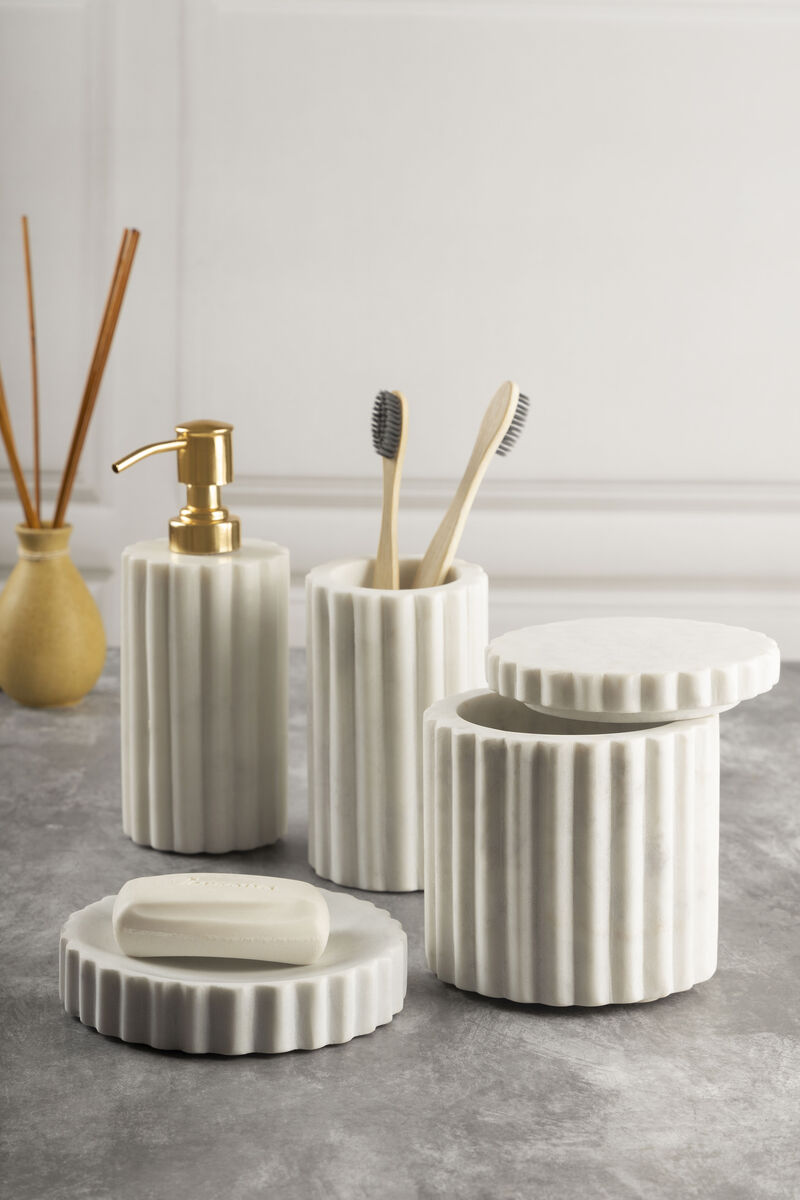 Roksana White Marble Bath Accessories, Set of 4