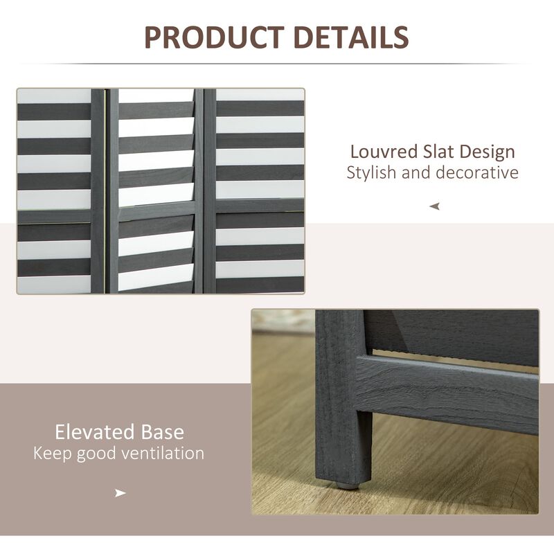 White/Grey Room Divider: 5' Foldable Screen for Bedroom & Office