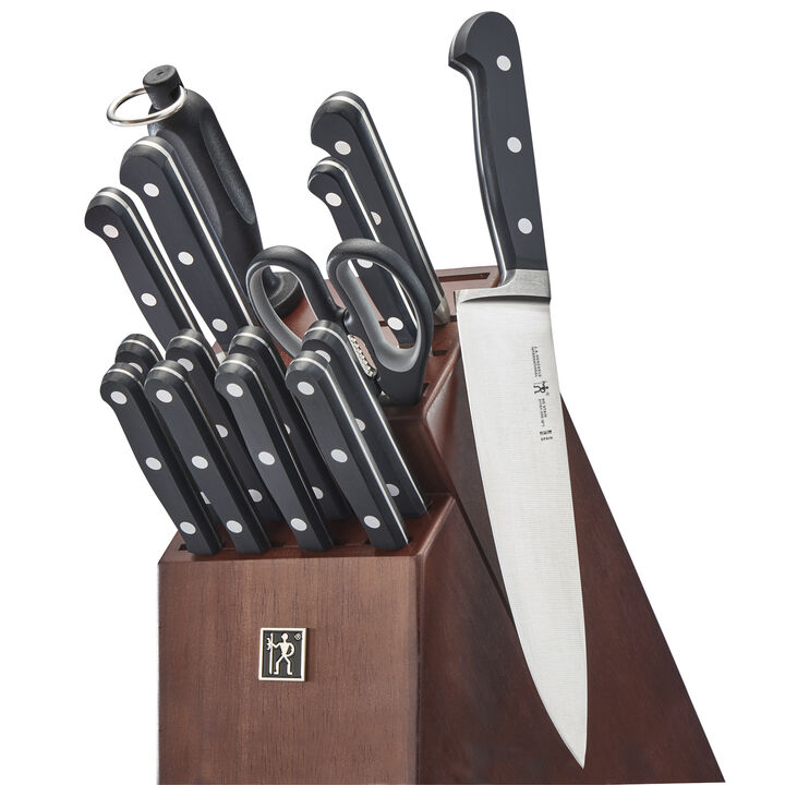 HENCKELS Classic Razor-Sharp 16-Piece Knife Block Set, Chef Knife, Bread Knife, German Engineered Informed by 100+ Years of Mastery, Dark Brown Block
