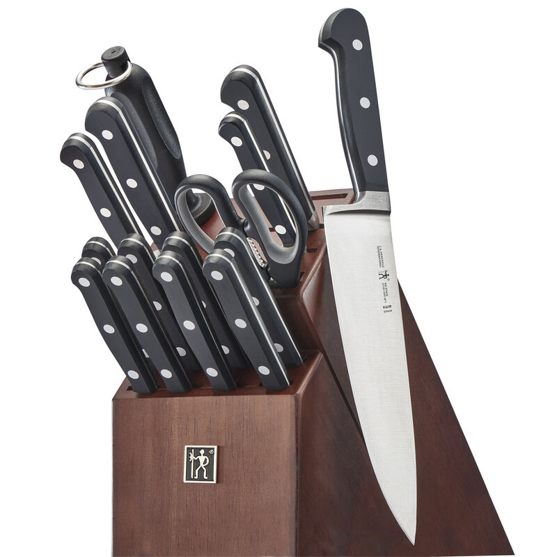 HENCKELS Classic Razor-Sharp 16-Piece Knife Block Set, Chef Knife, Bread Knife, German Engineered Informed by 100+ Years of Mastery, Dark Brown Block