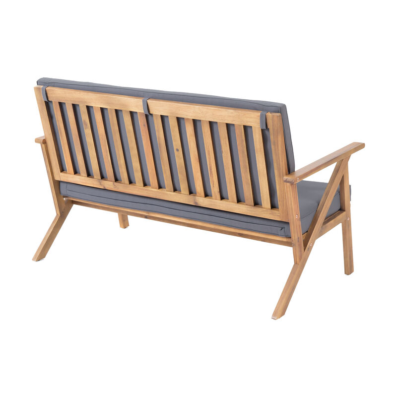 Merax 4 Pieces Outdoor Patio Loveseat Chairs Table Seating Sets