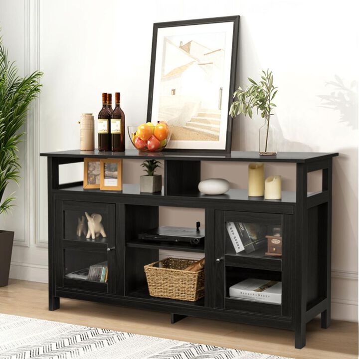Hivvago 58 Inch TV Stand Console Center with 2 Cabinets and Open Shelf