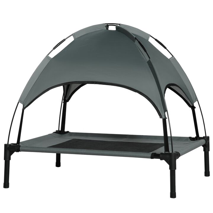 Compact Canine Coolspot: 30" Portable Elevated Dog Cot with UV Canopy