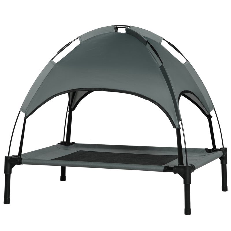 Compact Canine Coolspot: 30" Portable Elevated Dog Cot with UV Canopy