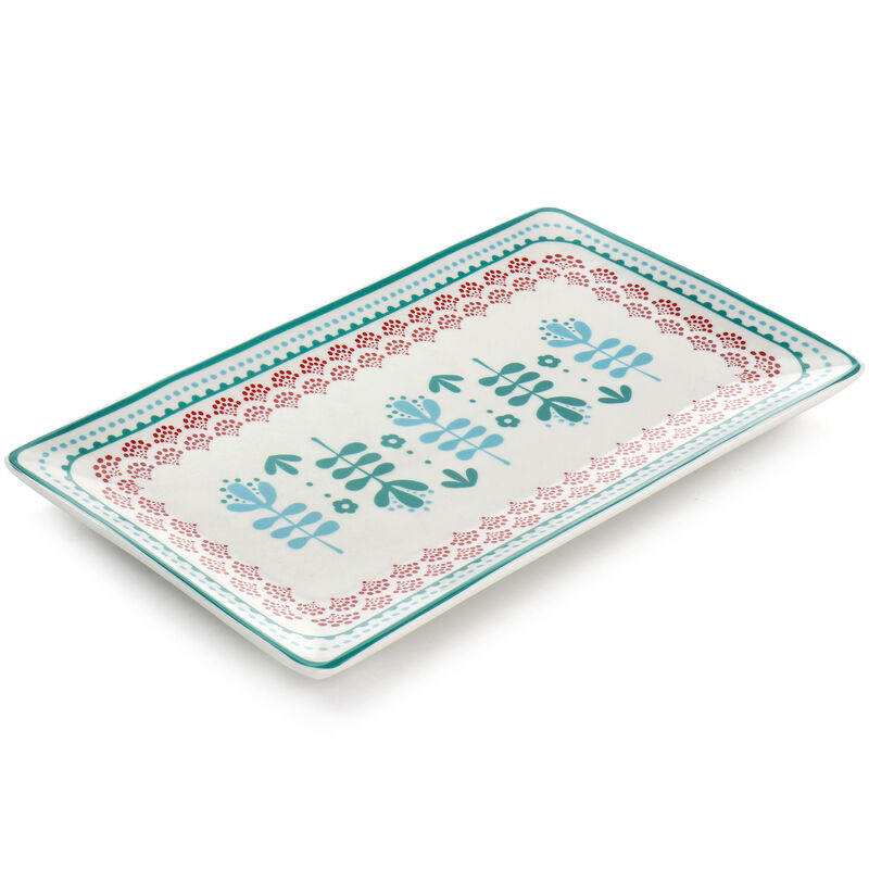 Gibson Home Village Vines 10.6 Inch Fine Ceramic Rectangular Platter in Multi