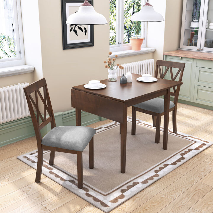 Merax Extendable Dining Table and 2 Upholstered Chairs Dining Set