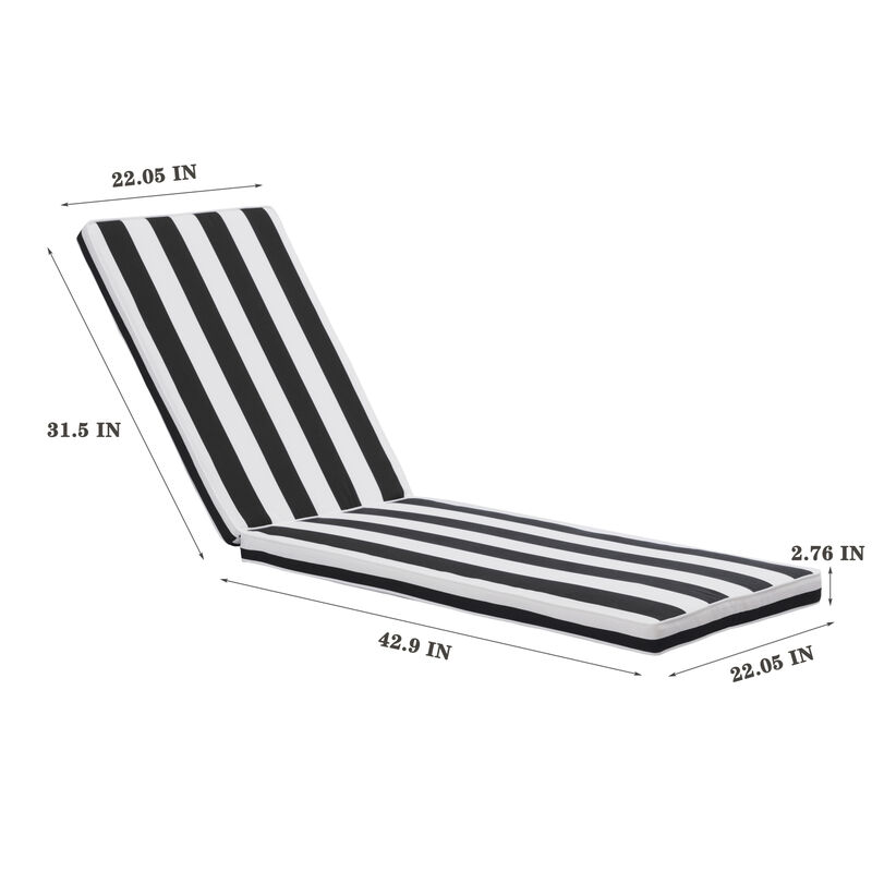 2 Pieces Set Outdoor Lounge Chair Cushion Replacement Patio Furniture Seat Cushion Chaise Lounge