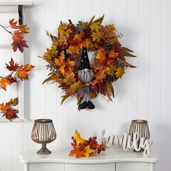 Hivvago 28" Harvest Fall Gmone Artificial Autumn Wreath