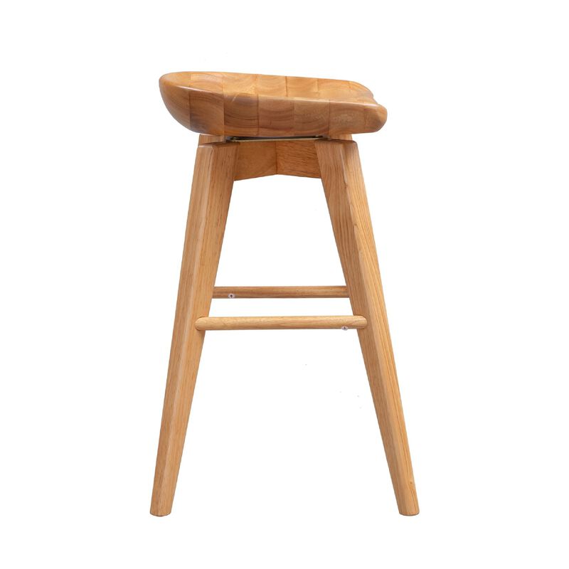 Esme 24 Inch Swivel Counter Stool with Contour Seat, Wood, Natural Brown-Benzara