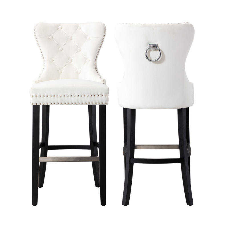 WestinTrends Tufted Velvet Bar Stool (Set of 2)