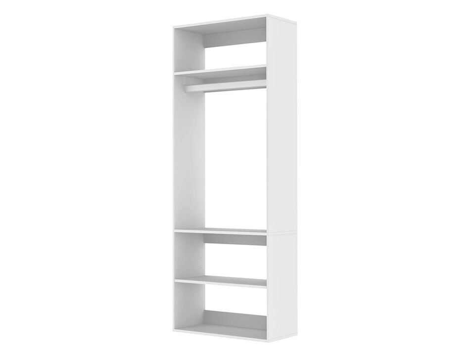 Morden Closet Organizer System with 3 Closet Shelves, Walk-in  Wooden Clothes Organizer, Armoire Wardrobe Closet System,White