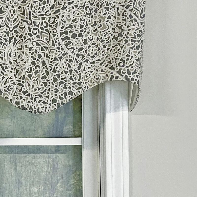 RLF Home Stella Paisley Regal Valance Pewter Gray. 3" Rod Pocket 50"W x 17"L