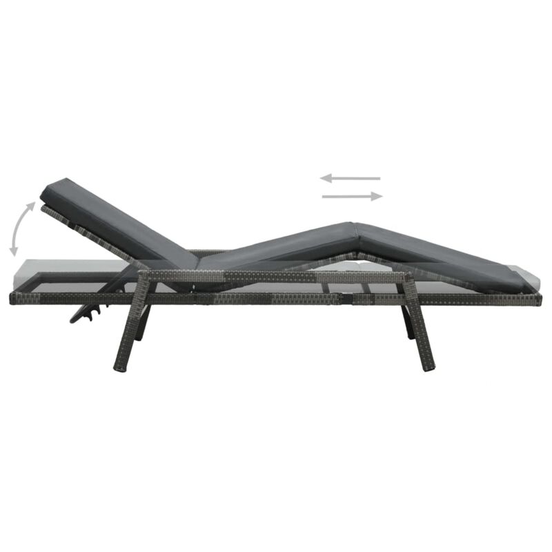 vidaXL Sun Lounger with Cushion Poly Rattan Gray