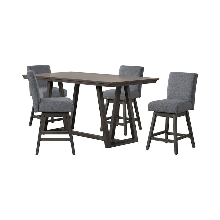 New Classic Furniture High Line 5-Pc Counter Table Set with Swivel Chairs, Gray