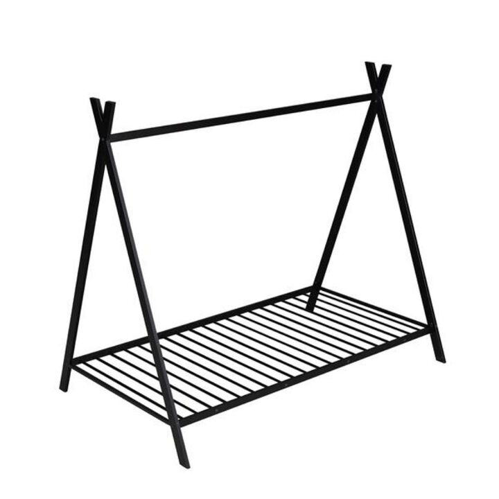 Wooden House Bed Frame with Canopy Tent for Kids & Toddlers Stylish Montessori Floor Bed
