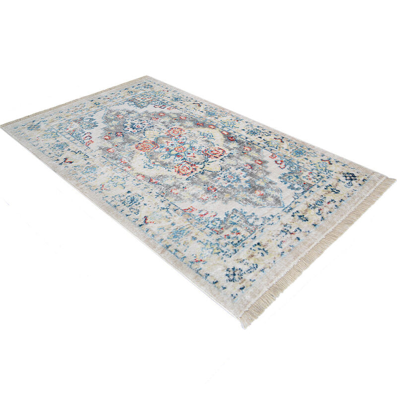 RUGSOTIC CARPETS MACHINE MADE POLYESTER AREA RUGS  - 4'x5'11'', Rectangle Shape, Multicolor Color, Classic Oriental Traditional  Design, Low Pile Machine Made Area Rugs (M00071)