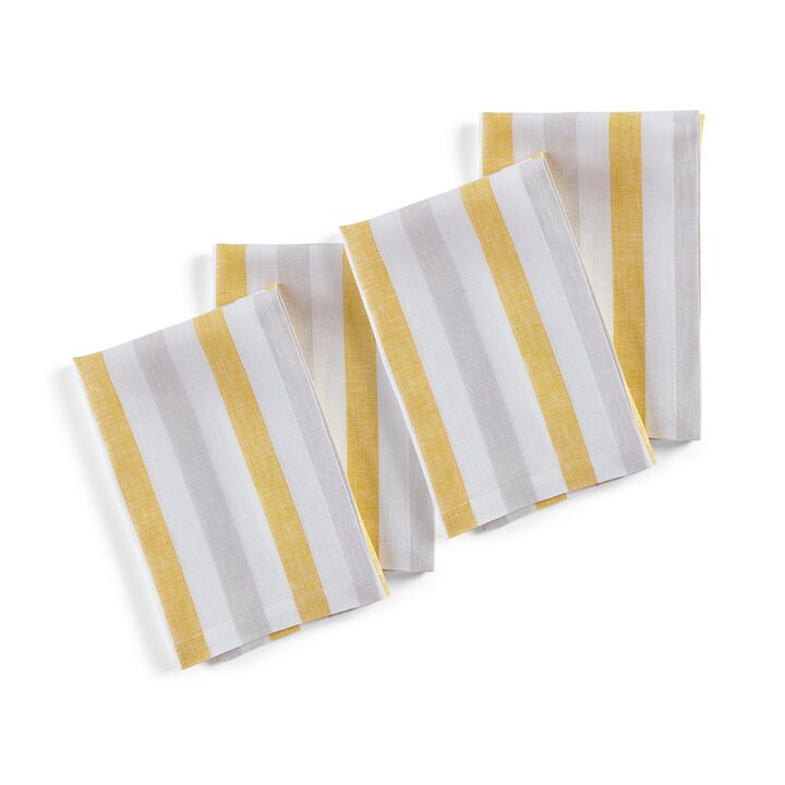 Solino Home 100% Pure Linen Dinner Napkins 20 x 20 Inch Set of 4 | Sorrento Stripe