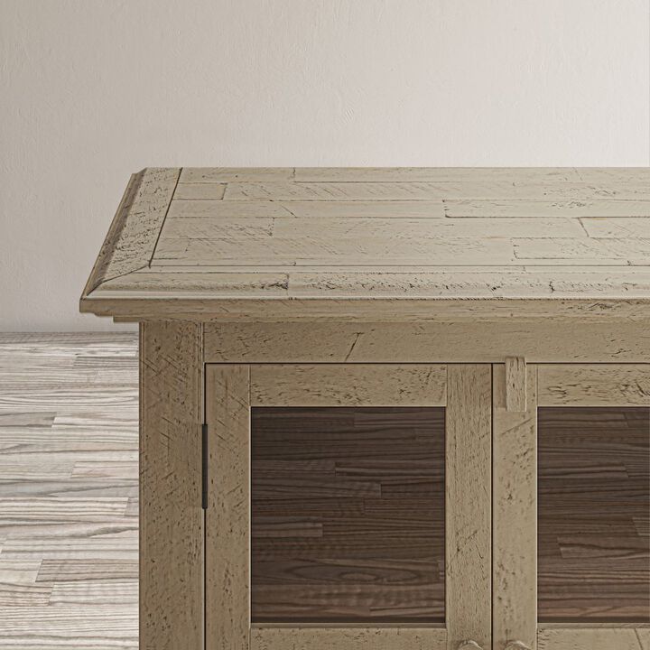 Jofran Rustic Shores 54 Coastal Distressed Acacia Four-Door Credenza Cabinet