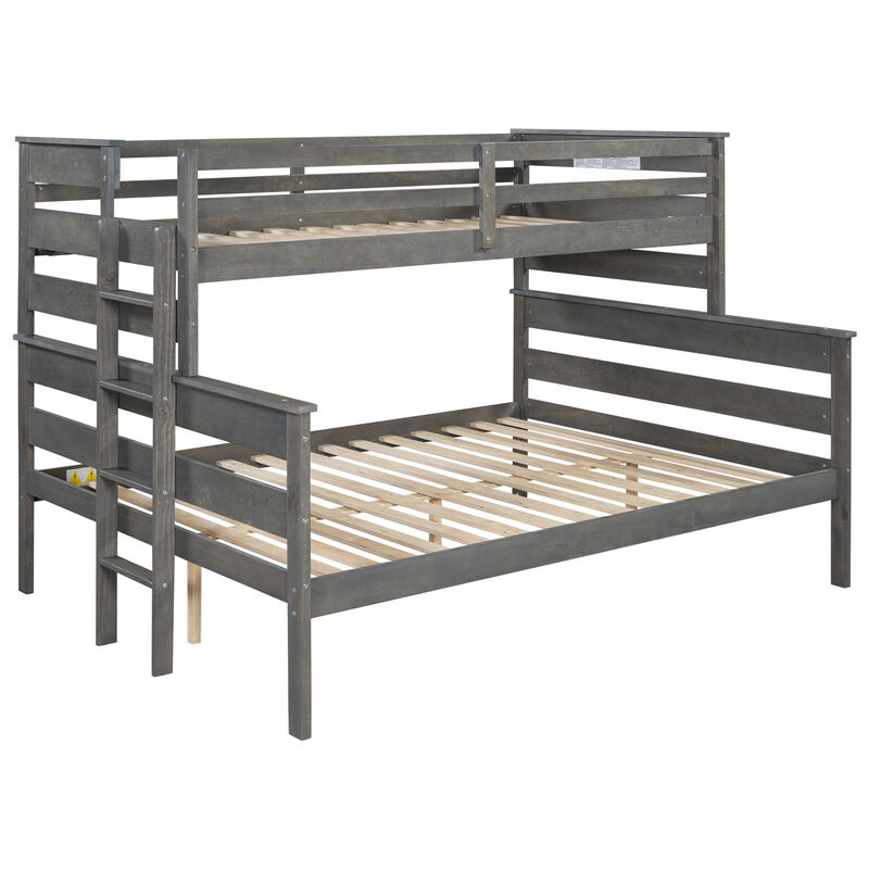 Wood Twin XL over Queen Bunk Bed with Ladder