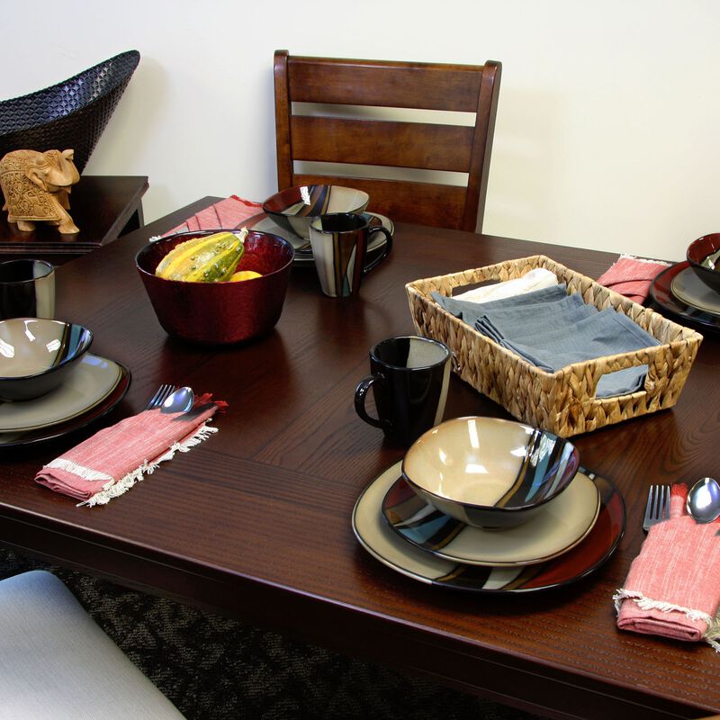 Gibson Elite Althea 16-Piece Stoneware Dinnerware Set, Red