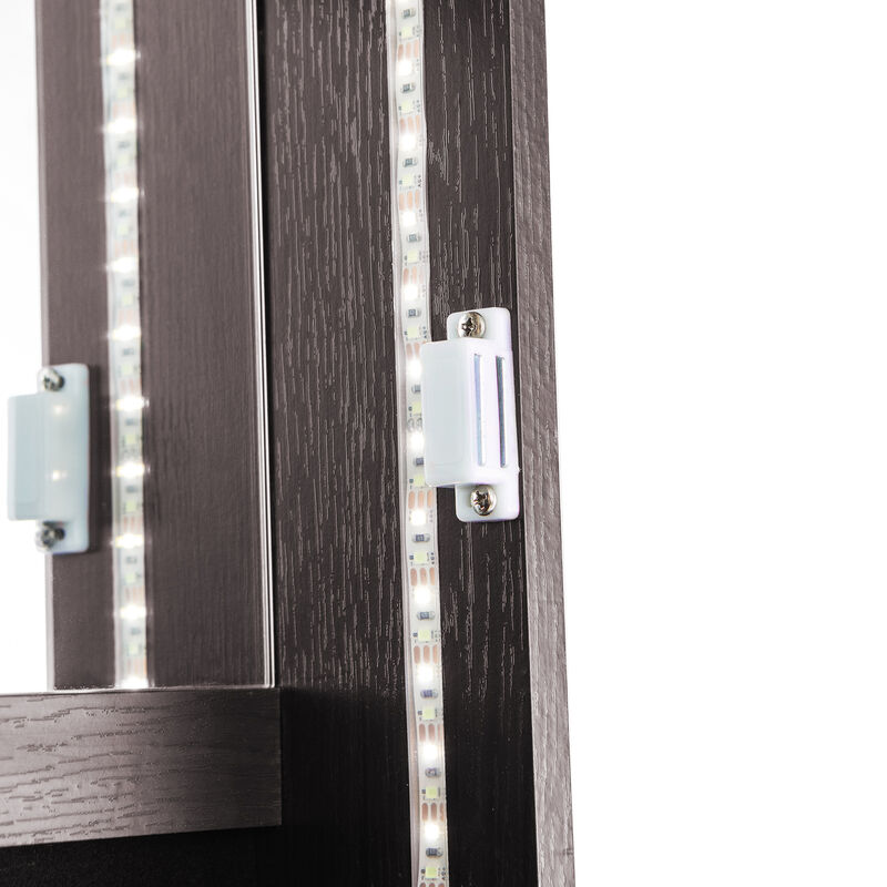 47 Inch Lockable Jewelry Cabinet Armoire with 3-Color LED Lights
